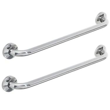 Imagem de Barra de Apoio 80cm Inox Kit 2 Uni Acessibilidade Suporte Anti Queda I