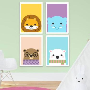 Imagem de Kit 4 Quadros Decorativos Bichinhos