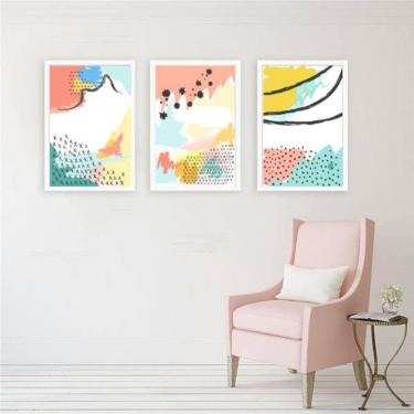 Imagem de Kit 3 Quadros Decorativos Abstratos Candy Colors