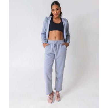 Imagem de Calça Feminina Fitness Moletom Reta Mescla Marisa-49947, Cinza, GG