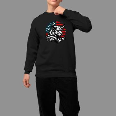 Imagem de Moletom Gola Careca Basico Masculino Casual Confortável Inverno Blusa 