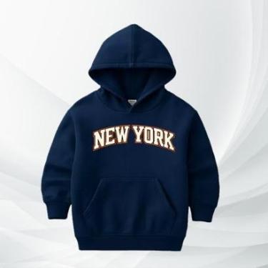 Imagem de Moletom Infantil New York com Capuz Moleton Flanelado Blusa de Frio Quentinha Confortável Criança-Unissex