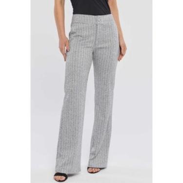 Imagem de Calça PKS Alfaiataria Risca de Giz Cinza Claro-Feminino
