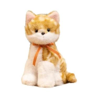 Imagem de Brinquedos De Pelúcia De Gato Simulados Em Cinza, Laranja, Preto E Bra