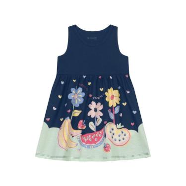 Imagem de Vestido infantil menina de flores e frutas Brandili