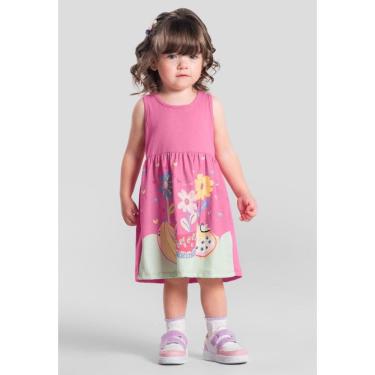 Imagem de Vestido infantil menina de flores e frutas Brandili