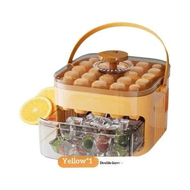 Imagem de Forma De Gelo Compacta De Camada Dupla Com Tampa E Bandeja Deslizante,