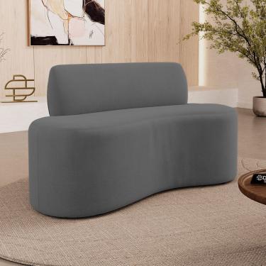 Imagem de Sofá Compacto Moderno Orgânico Sora 100cm Suede Cinza - Desk Design