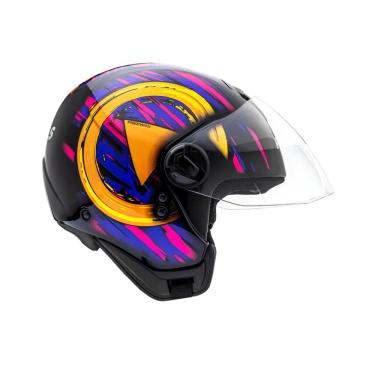 Imagem de Capacete Aberto Freeway M Play Preto Roxo Brilhante ~ Peels