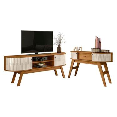 Imagem de Rack Bancada Valência com Aparador Estoril Naturale Off White – Madetec