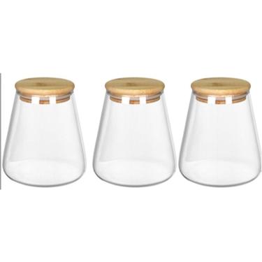Imagem de KIT 3 POTE MANTIMENTOS HOME&CO COM TAMPA BAMBU BOROSSILICATO 750ml 12x8x8