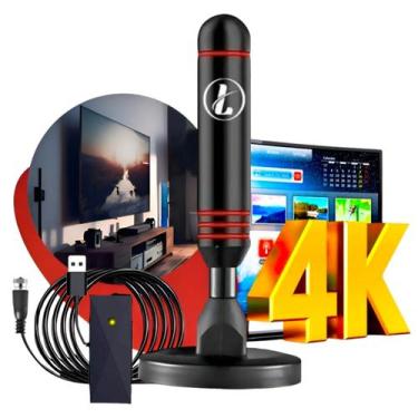 Imagem de Antena Interna Para Tv Digital Amplificada 1080 Hdtv 4k Cabo 3m - SEIS