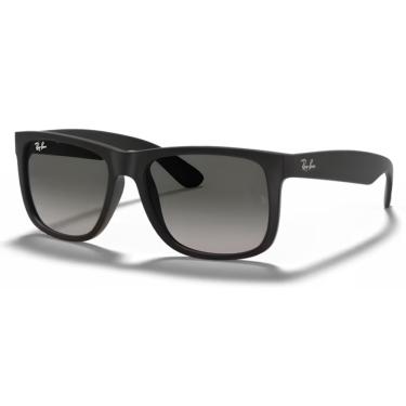 Imagem de Óculos De Sol Ray-ban Justin Preto Emborrachado Lente Cinza-escuro Degradê Rb4165l 601/...