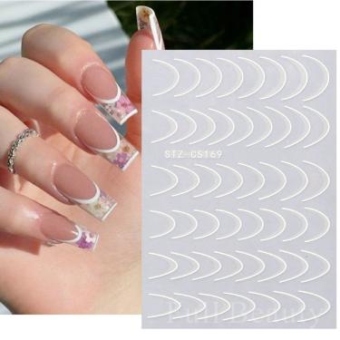 Imagem de Adesivo de Unhas stz-c para Decoração 3D Gradiente Linha Francesa Azul Rosa Roxo Verde OEM