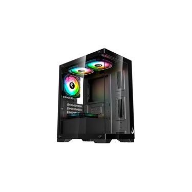 Imagem de Gabinete Gamer Rise Mode Crystal Glass 01, Mid Tower, Lateral e Frontal em vidro, Preto...