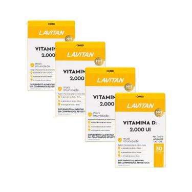 Imagem de Kit 04 Suplemento Lavitan Vitamina D3 2000 UI 30 Comp Cimed Sabor:Sem 