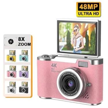Imagem de Câmera Digital 4k Hd 8x Zoom Com Tela Giratória Cor Rosa