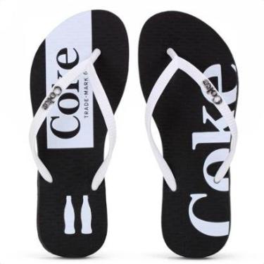 Imagem de Chinelo Coca Cola Akaroa Preto e Branco - Feminino-Feminino