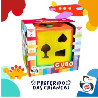 Imagem de Cubo Didático Educativo Bloco Peças Encaixar Brinquedo Infantil Pedagó