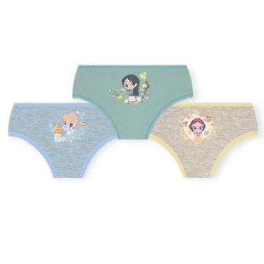 Imagem de Calcinhas Lupo Princesas Kit 3 Unidades Meninas, PP, Verde fesh