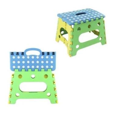 Imagem de Banquinho Banqueta Plástica Retrátil Infantil Dobrável - momet, Verde 