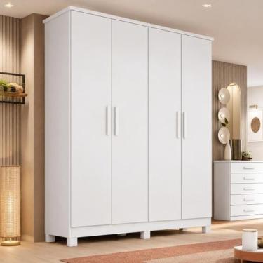 Imagem de Guarda-Roupa Solteiro 4 Portas 2 Gavetas MDF Nina Bianchi, BRANCO