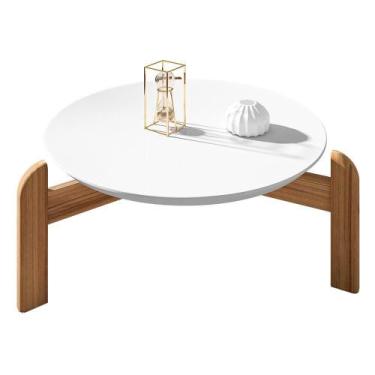 Imagem de Mesa de Centro Lizz Redonda - Casa D, Branco/Cedro