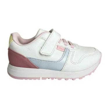 Imagem de Tenis Infantil Meninas Klin Walk Mini Com Fecho, Branco, Azul, Rosa, 2