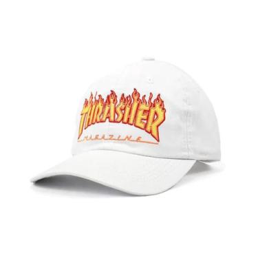 Imagem de Boné Thrasher Dad Hat Flame Logo White