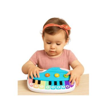 Imagem de Teclado Piano Musical Buba Para Bebê Luz Som Educativo, Branco