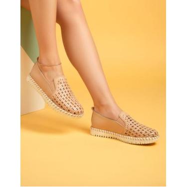 Imagem de Tênis Casual Bottero Feminino Couro Slip-on 374101, Brown, 36