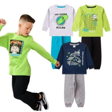 Imagem de Conjunto Infantil Meia Estação Menino Calça Moletom Peluciado E Camise