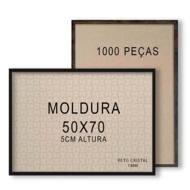 Imagem de Moldura 50x70cm 5cm Alt com Acrílico 1mm Preta Madeira - Decorary deco
