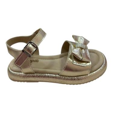 Imagem de Sandália Infantil Pampili Cora Flatform com Laço Dourada, 32