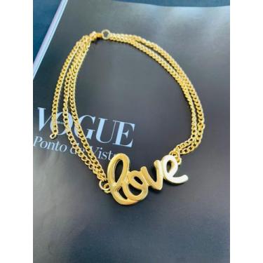 Imagem de Colar Choker Love folheado a Ouro e Prata tendência Moda - Dondocas.Bi