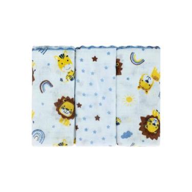 Imagem de Fralda com 03 Unidades 100% Algodão Bebê 68Cm X 70Cm Bublim Petit Meni