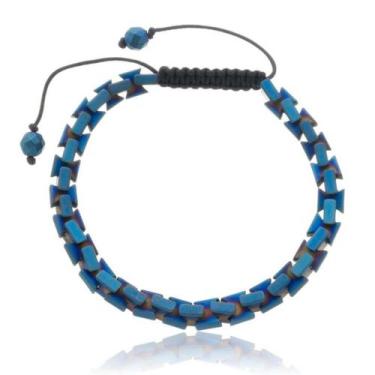 Imagem de Bracelete Pulseira Masculina 18cm Aço Com Elo Azuis - Rosso Design