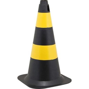 Imagem de Cone pvc preto amarelo 75 cm kteli