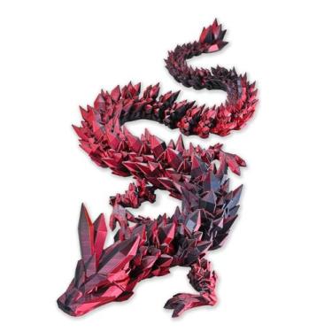 Imagem de ToySupplyFun Dragão Impresso em 3D 30 cm Vermelho e Preto para Decoraç