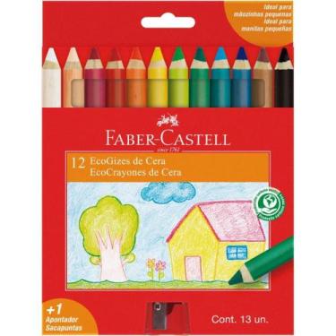 Imagem de Giz de Cera Fino Ecogiz 12 Cores C/APONTADOR PCT.C/05 - FABER-CASTELL