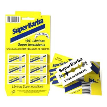 Imagem de 60 Laminas De Barbear Super Barba PLATINUM Barbearia Original