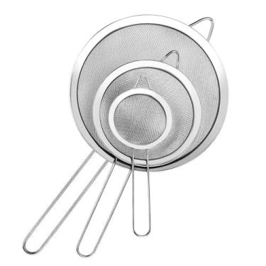 Imagem de KIT 3 Peneiras Aço Inox Cozinha Doméstica E Profissional 7.0 - 8.7 E 1