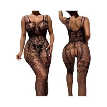 Imagem de Lingerie De Rede Transparente Com Sutiã Sem Costura, Body Sexy Ultra Q