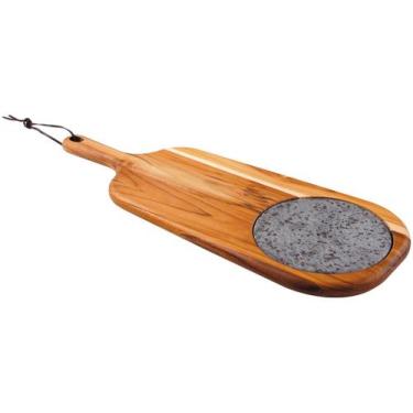 Imagem de Tábua para Queijos Provence em Teca com Cabo e Pedra 48x19Cm 10239687 