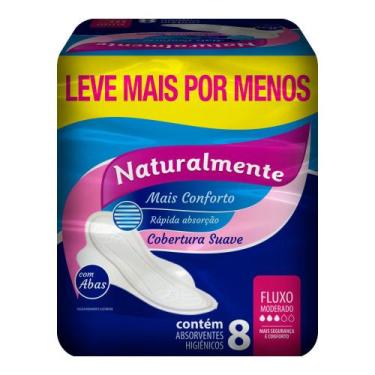 Imagem de Absorvente Naturalmente Mais Conforto Suave com Abas 8 Unidades Leve M
