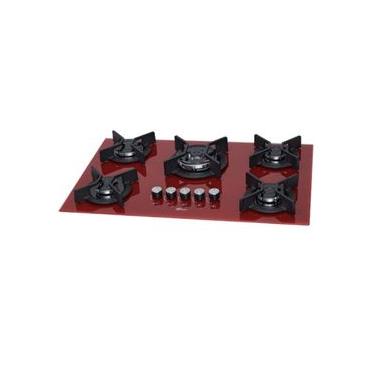 Imagem de Fogão de Embutir Gás Fischer Cooktop Infinity 5 Bocas Vidro Temperado Vermelho Bivolt