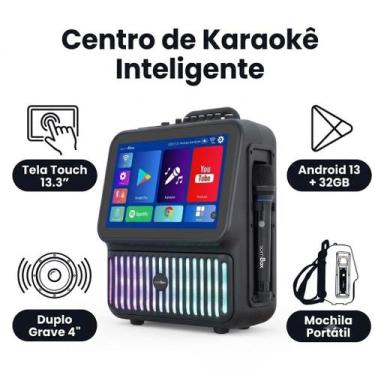 Imagem de Caixa De Som Karaokê portátil SomBox D-XK422 Tela Touch 13.3 Android 8