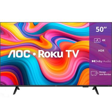 Imagem de Smart TV AOC 50U7066-78G 50 4K DLED VA Roku TV Preto Wi-Fi HDMI USB Ethernet RF SPDIF Fone Bivolt