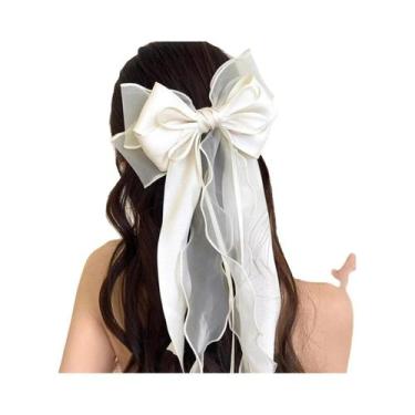 Imagem de Grande Presilha De Cabelo Com Laço De Tule Duplo Jasmine, Doce E Fofa,