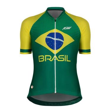 Imagem de Camisa Feminina Ciclismo Bike Asw Brasil Cbc Verde Amarelo
